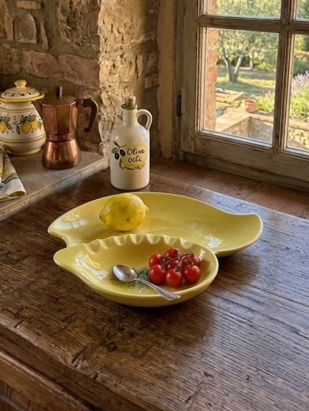 Vintage Mid-Century Yellow Ceramic Decorative Dish